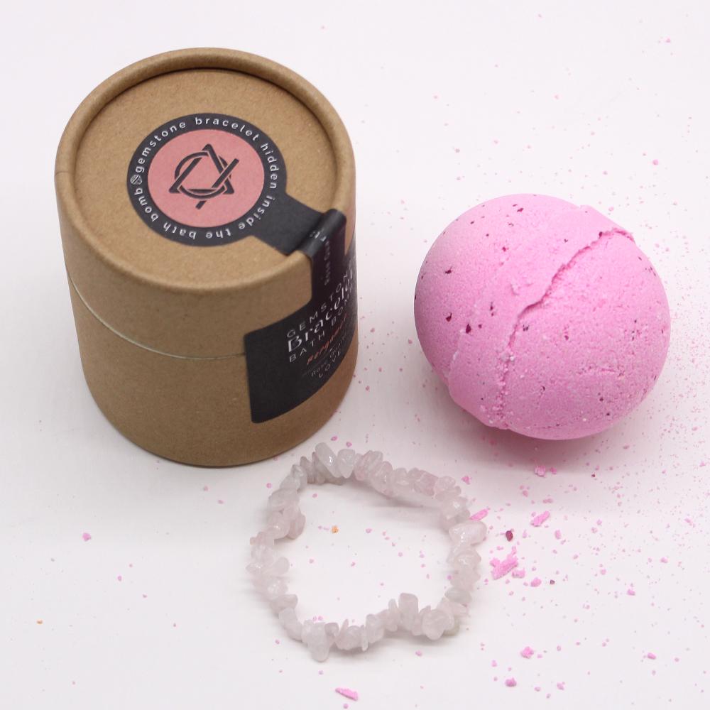 4x Rose Quartz Crystal Jewellery Bath Bomb