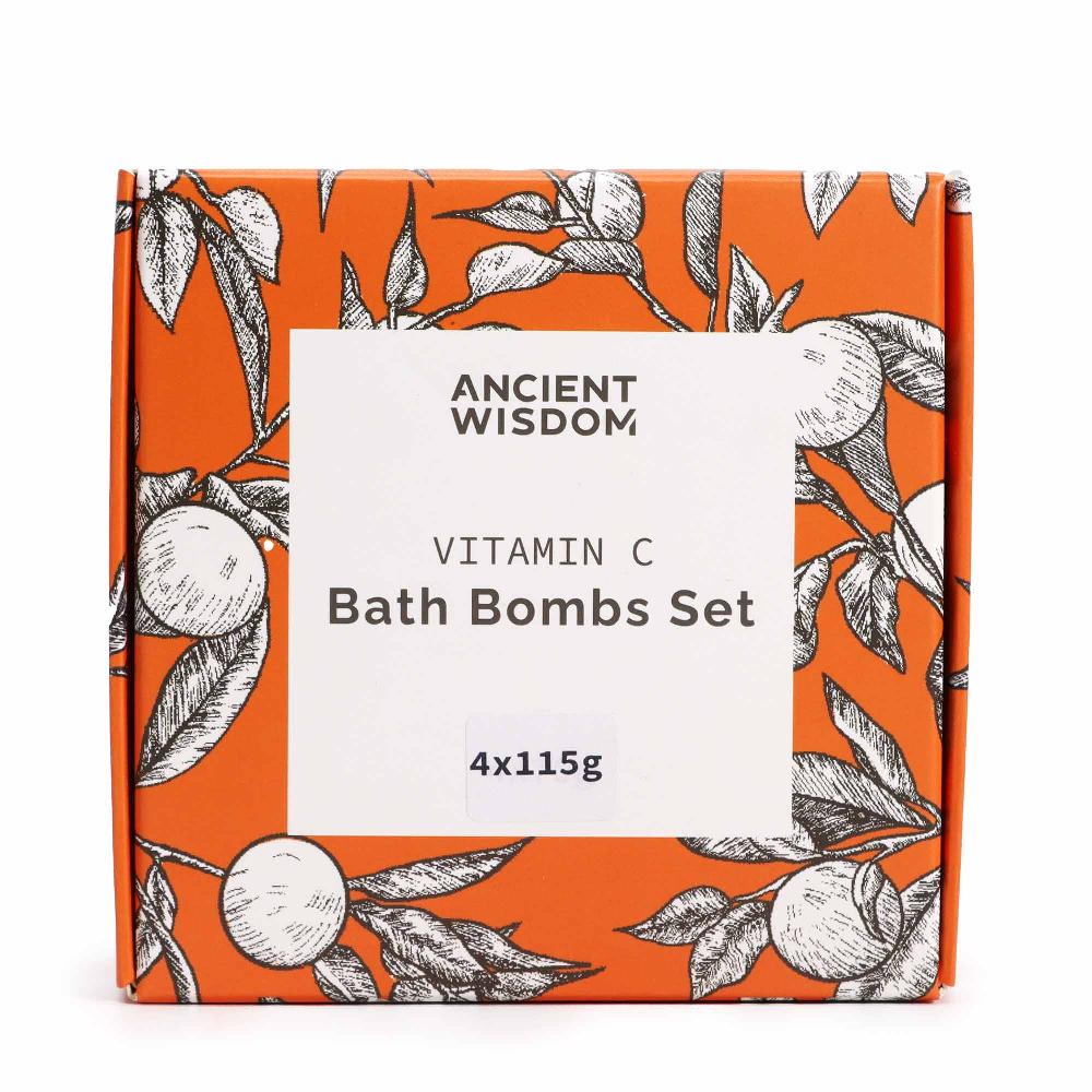 4x Set of 4 Vitamin C Bath Bombs – Aromatherapy Quartet