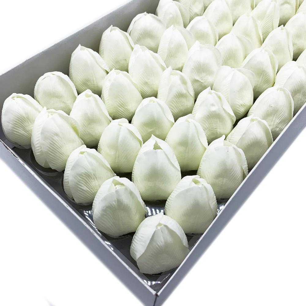 50x Craft Soap Flower - Med Tulip - White