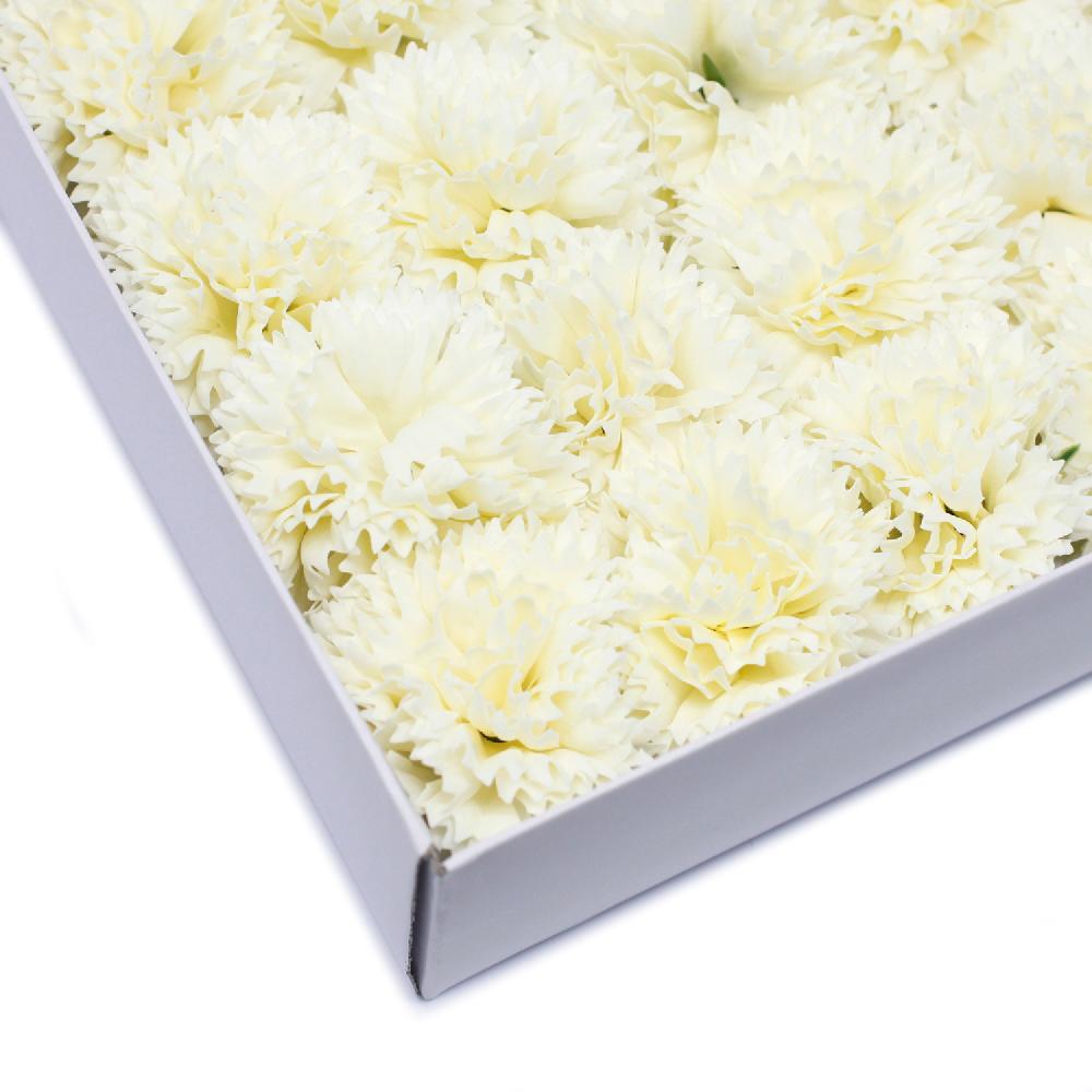 50x Craft Soap Flowers - Carnations - Cream