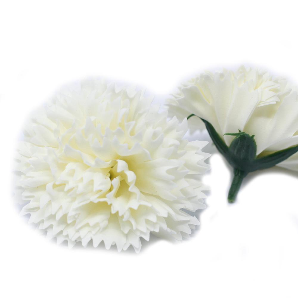 50x Craft Soap Flowers - Carnations - Cream