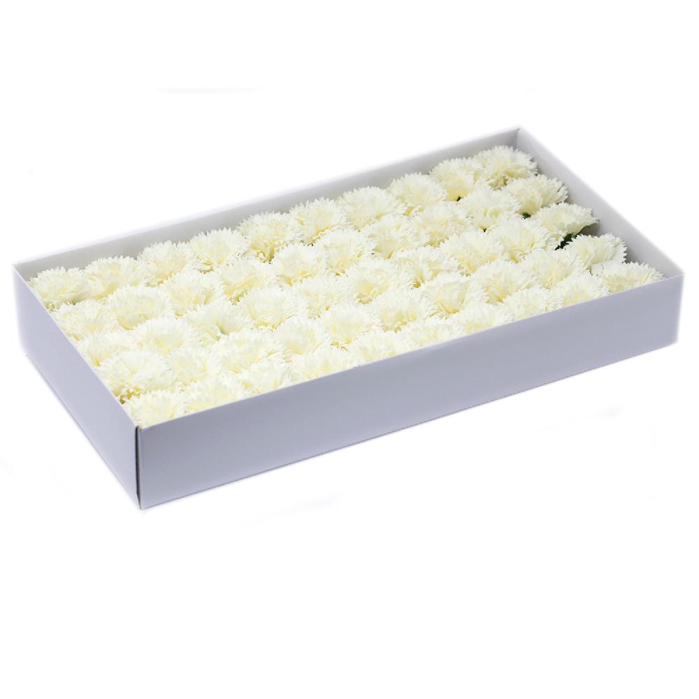 50x Craft Soap Flowers - Carnations - Cream