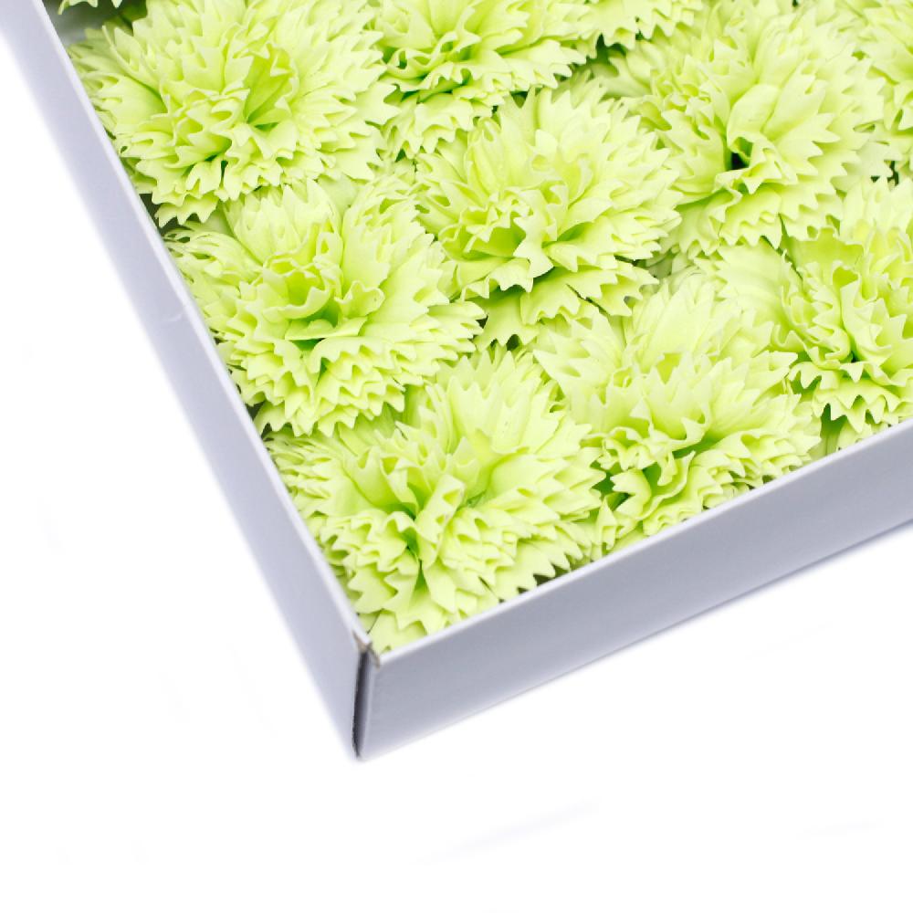 50x Craft Soap Flowers - Carnations - Lime