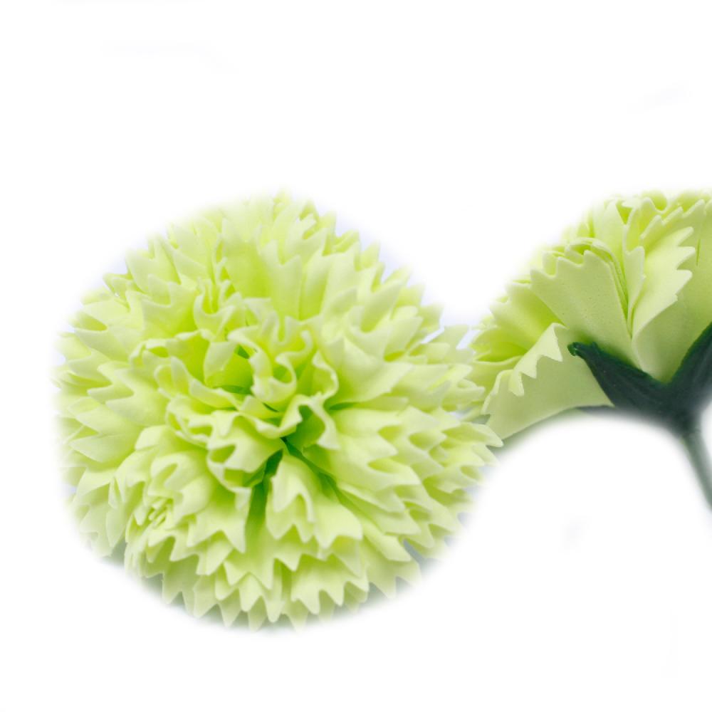 50x Craft Soap Flowers - Carnations - Lime