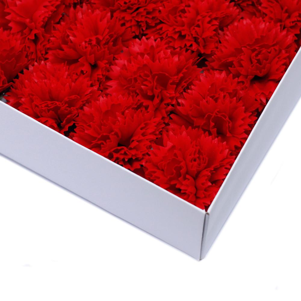 50x Craft Soap Flowers - Carnations - Red