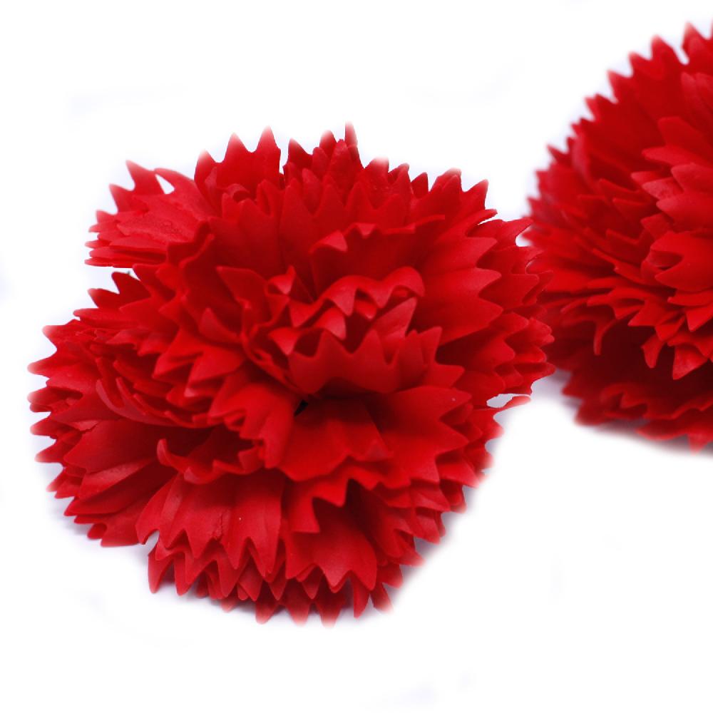 50x Craft Soap Flowers - Carnations - Red