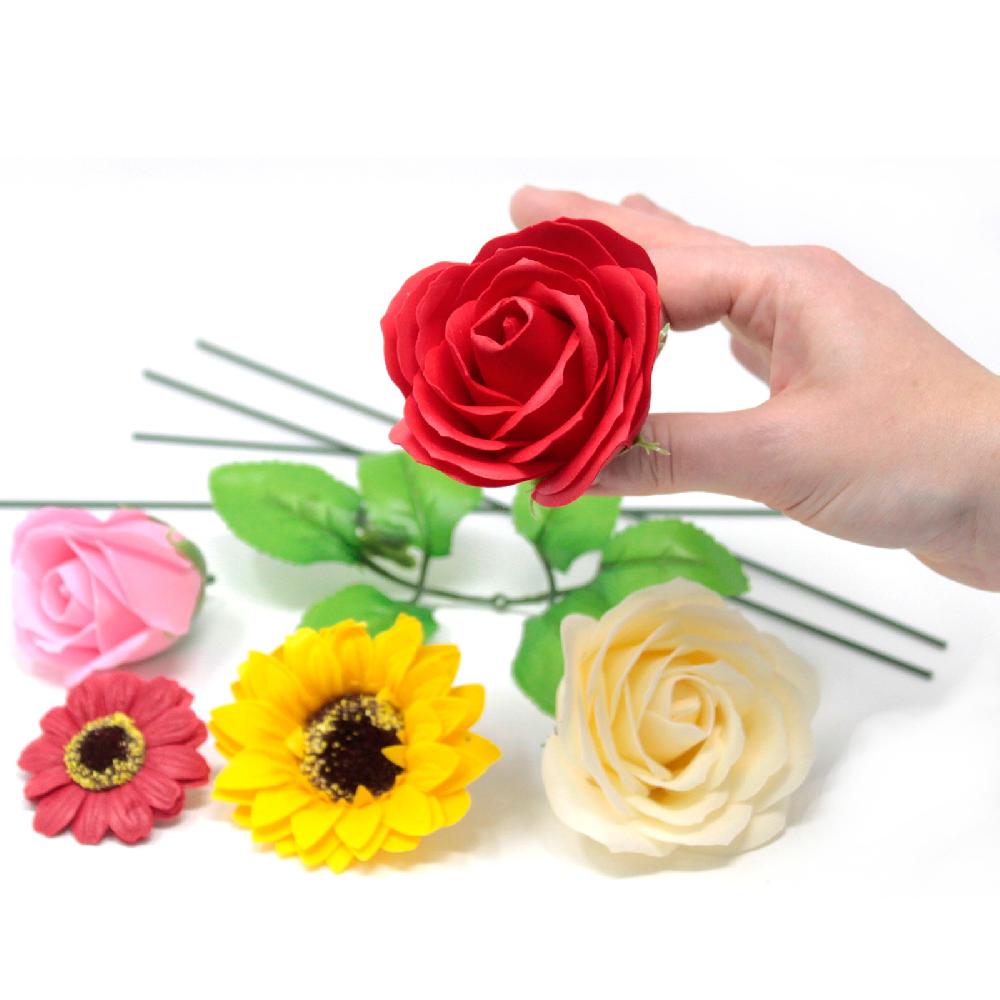 50x Craft Soap Flowers - Carnations - Red