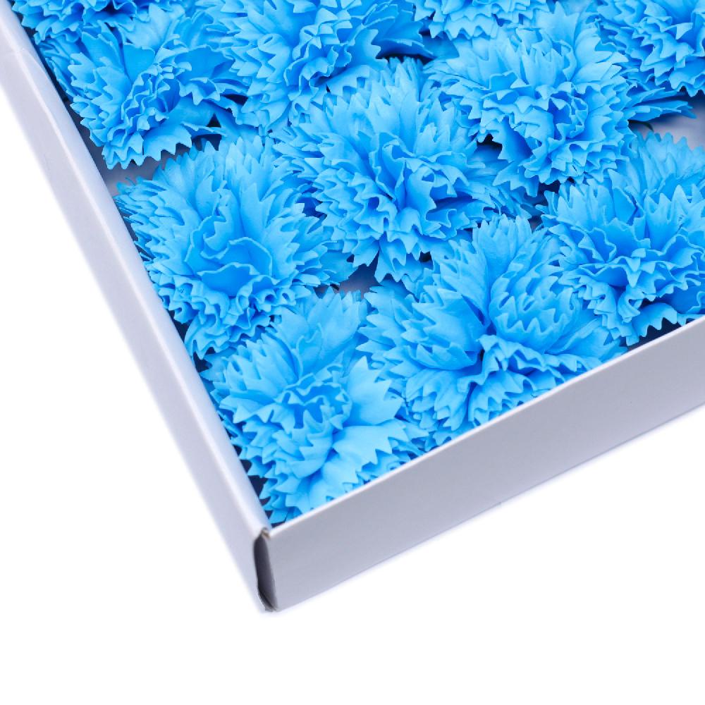 50x Craft Soap Flowers - Carnations - Sky Blue