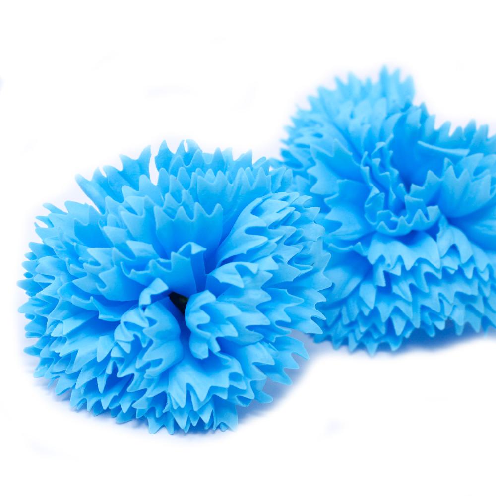 50x Craft Soap Flowers - Carnations - Sky Blue