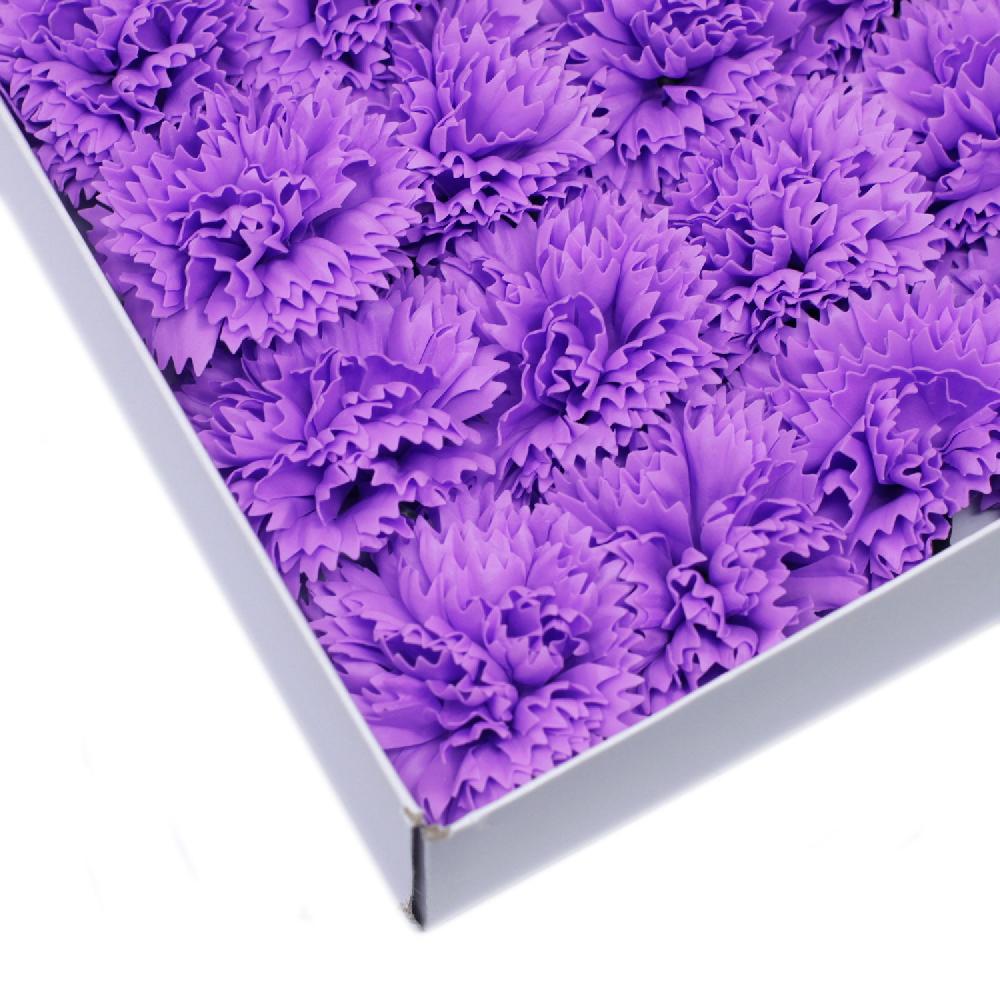 50x Craft Soap Flowers - Carnations - Violet