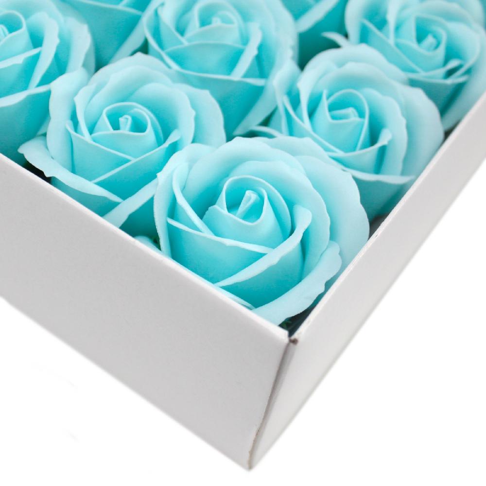 50x Craft Soap Flowers - Med Rose - Baby Blue