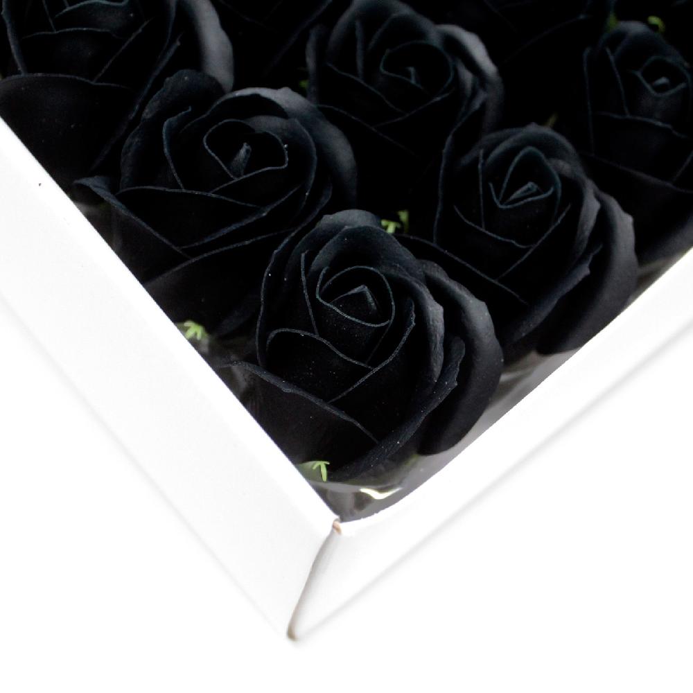 50x Craft Soap Flowers - Med Rose - Black