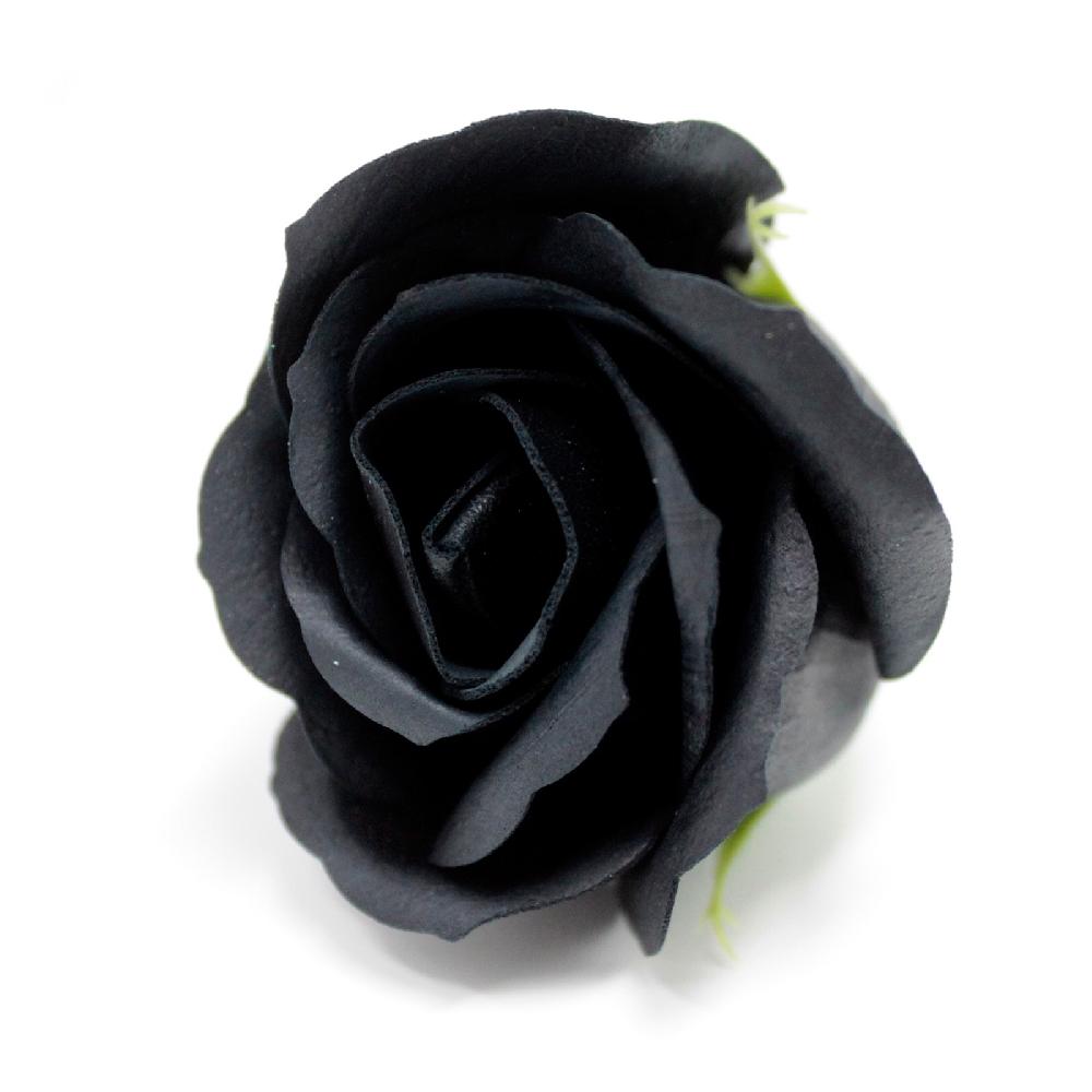 50x Craft Soap Flowers - Med Rose - Black