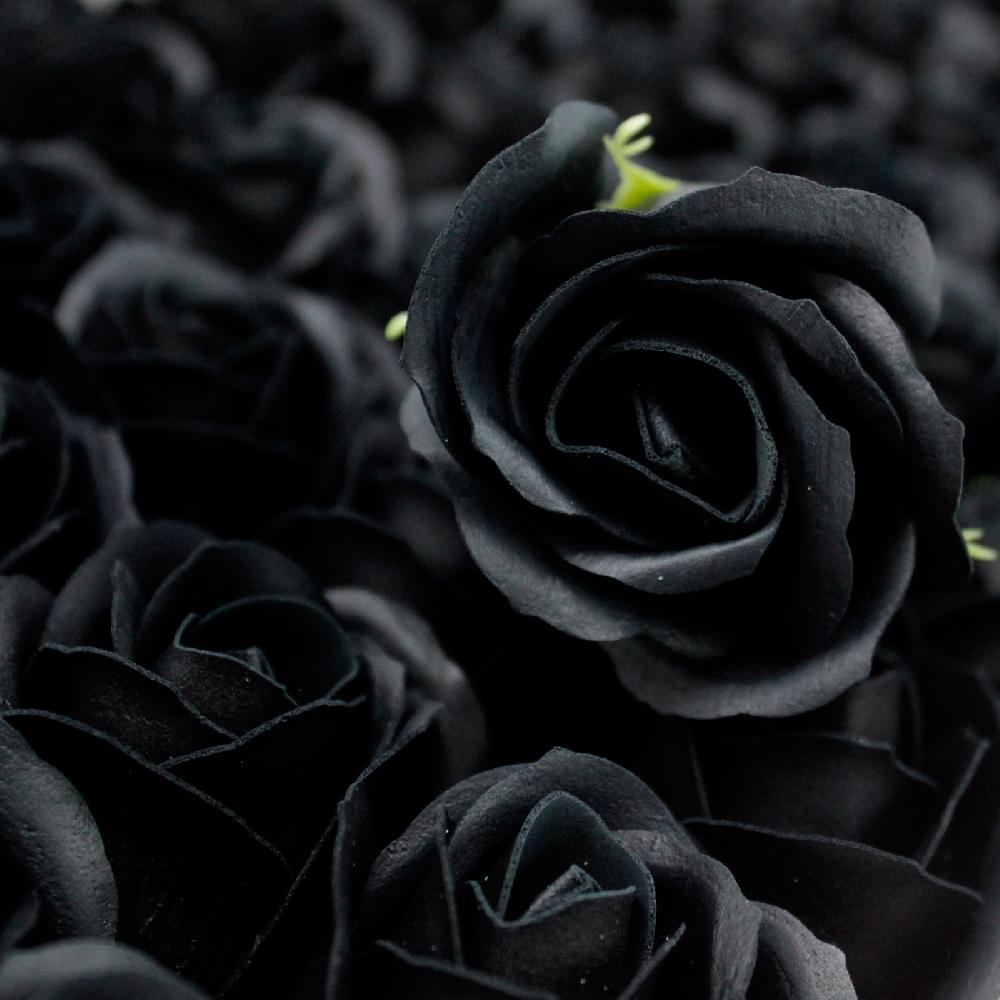 50x Craft Soap Flowers - Med Rose - Black