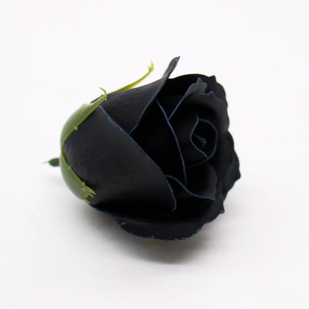 50x Craft Soap Flowers - Med Rose - Black With White Rim