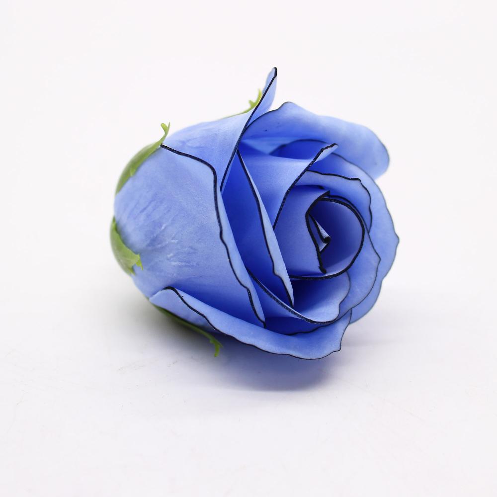 50x Craft Soap Flowers - Med Rose - Blue With Black Rim