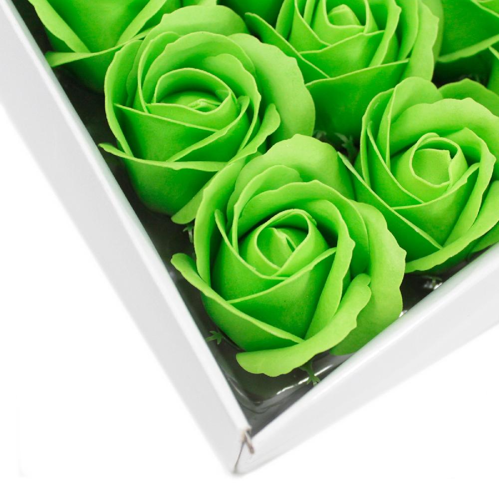 50x Craft Soap Flowers - Med Rose - Green
