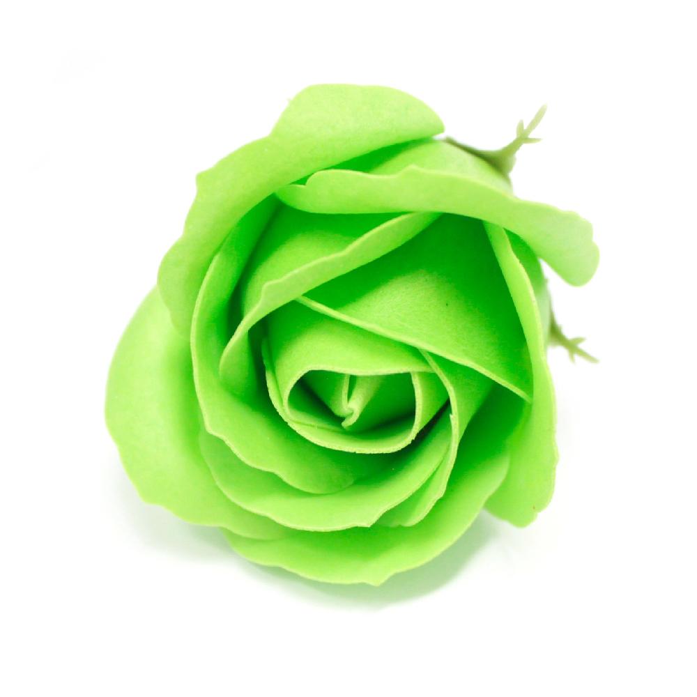 50x Craft Soap Flowers - Med Rose - Green