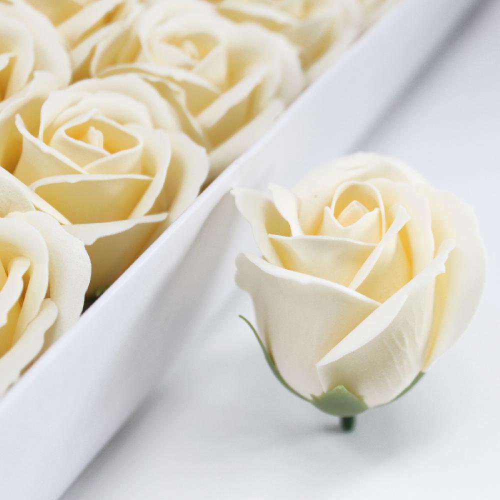 50x Craft Soap Flowers - Med Rose - Ivory