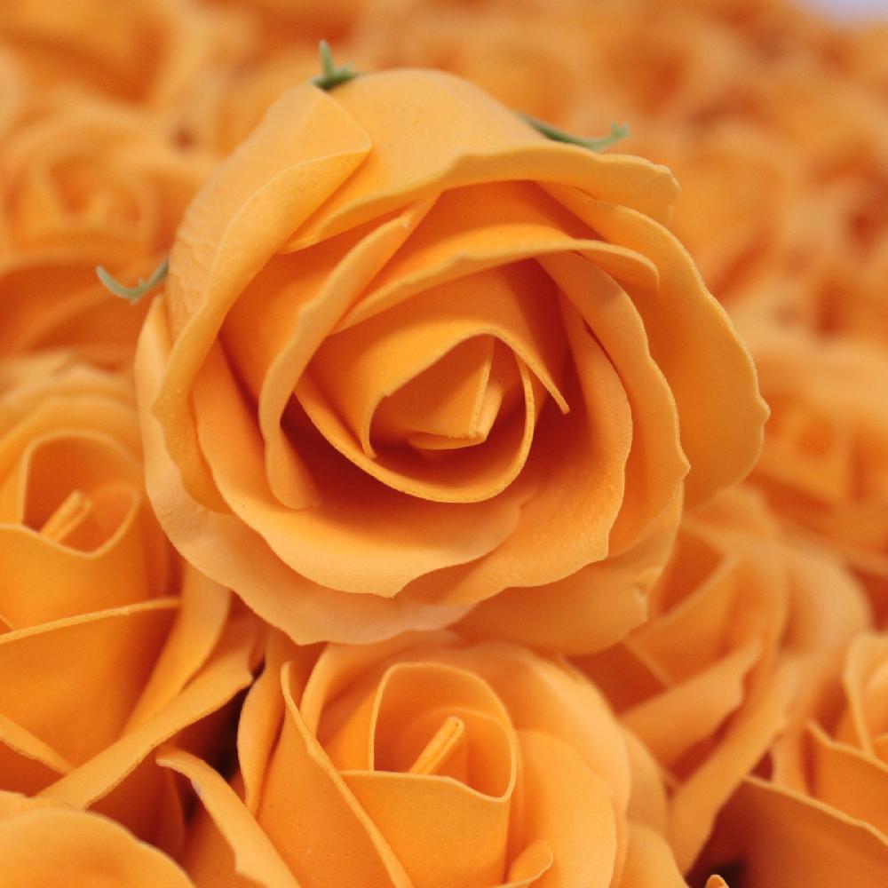 50x Craft Soap Flowers - Med Rose - Orange