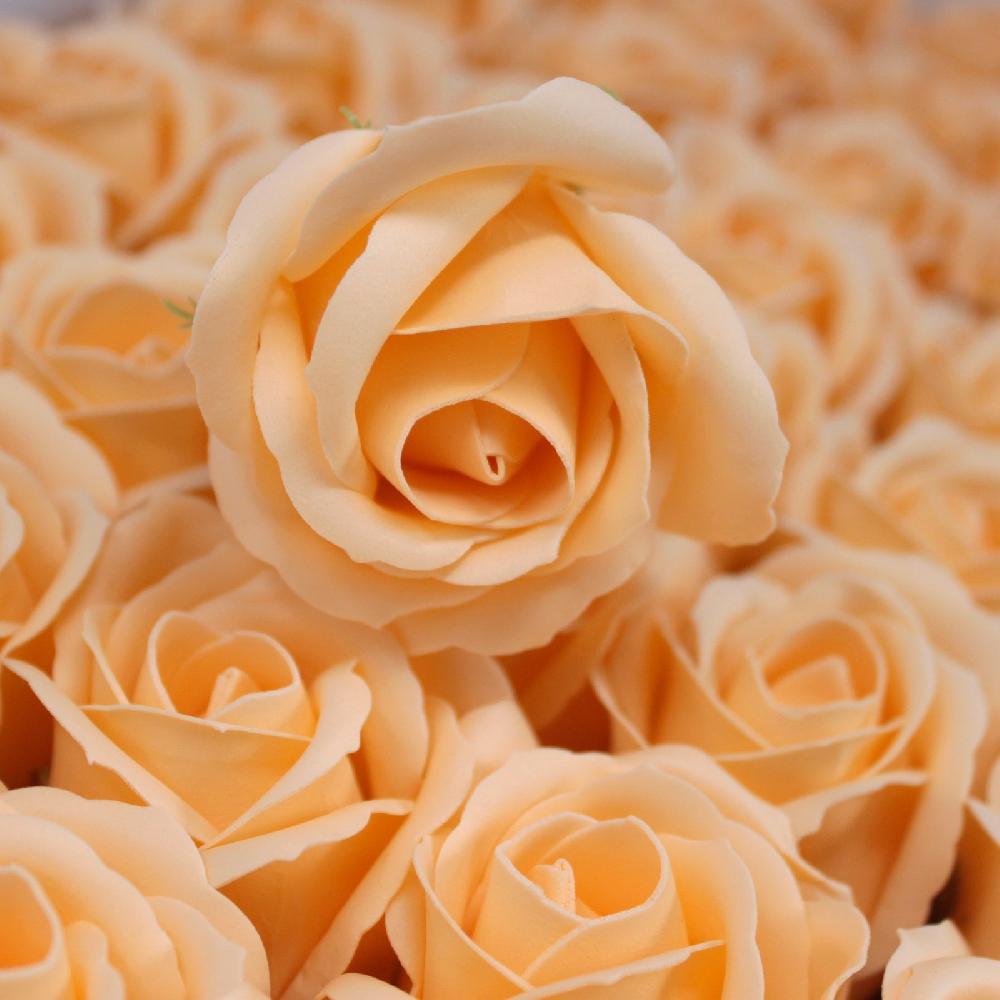 50x Craft Soap Flowers - Med Rose - Peach