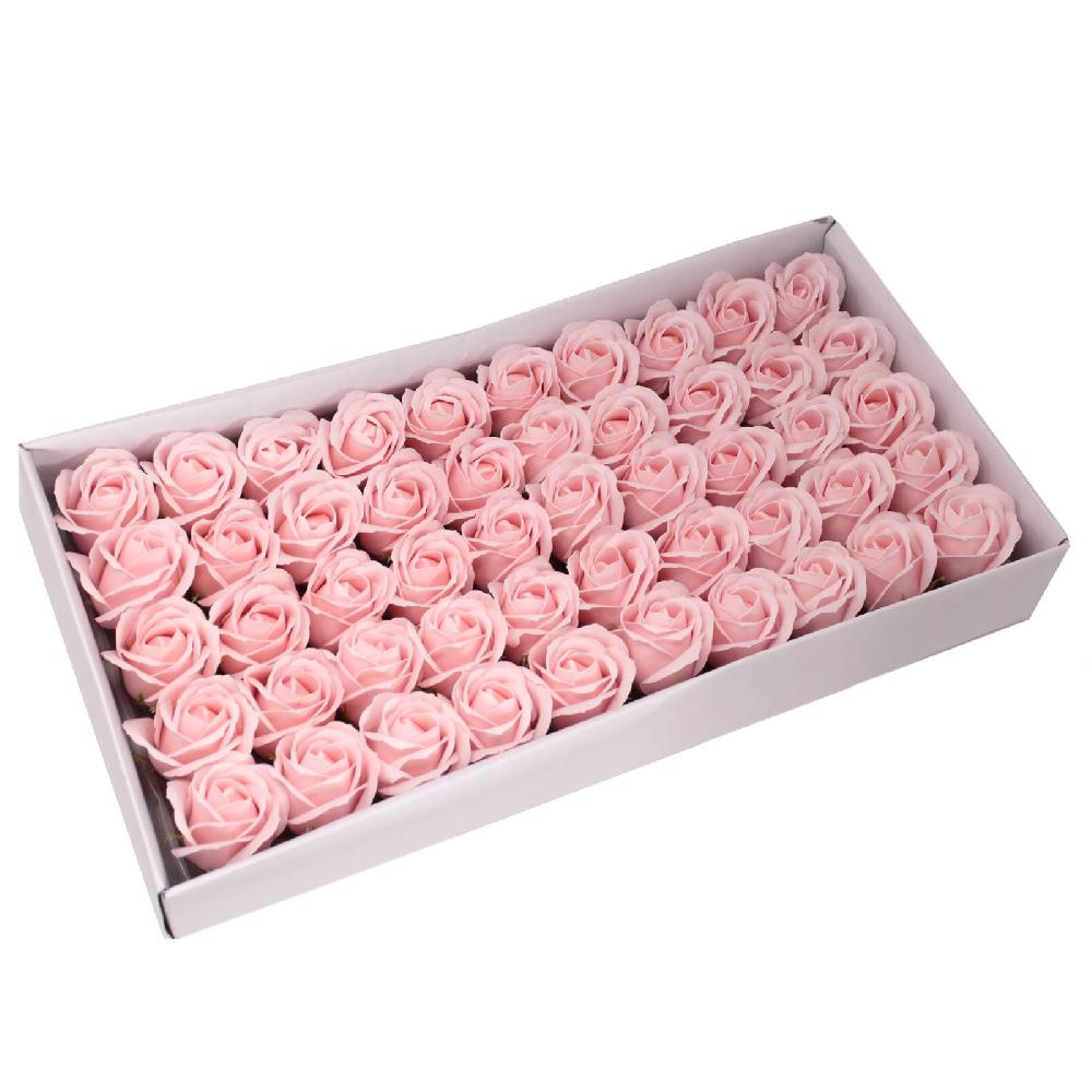 50x Craft Soap Flowers - Med Rose - Pink