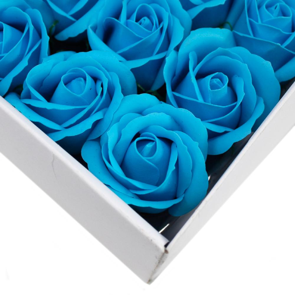 50x Craft Soap Flowers - Med Rose - Sky Blue