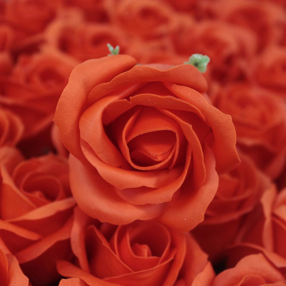 50x Craft Soap Flowers - Med Rose - Sunset Orange
