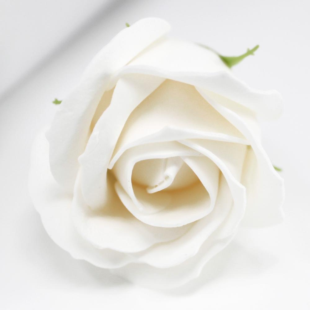 50x Craft Soap Flowers - Med Rose - White