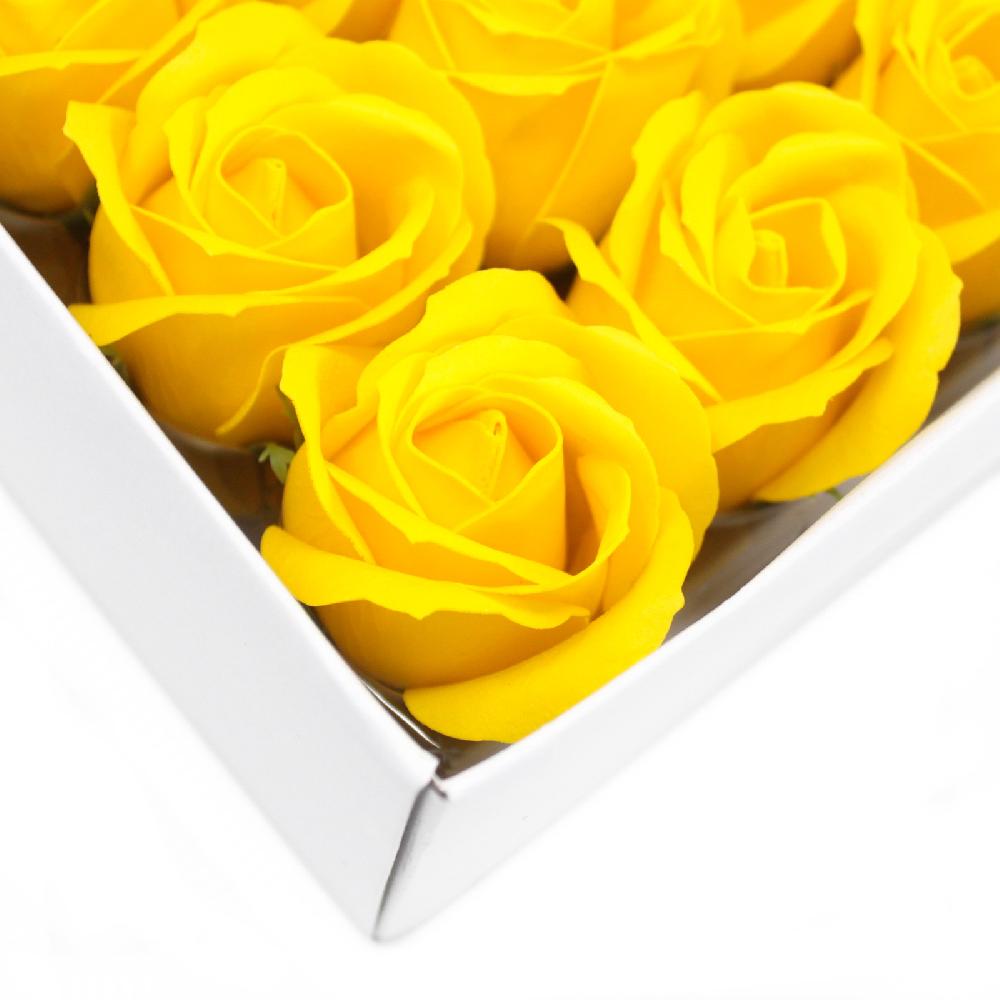 50x Craft Soap Flowers - Med Rose - Yellow