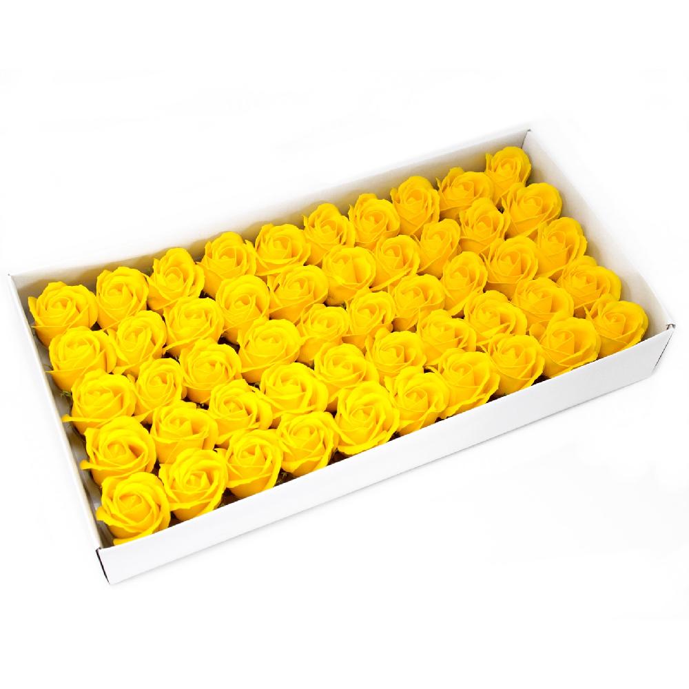 50x Craft Soap Flowers - Med Rose - Yellow