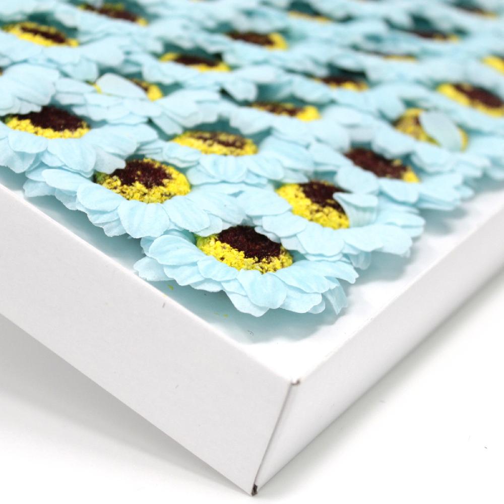 50x Craft Soap Flowers - Sml Sunflower - Blue