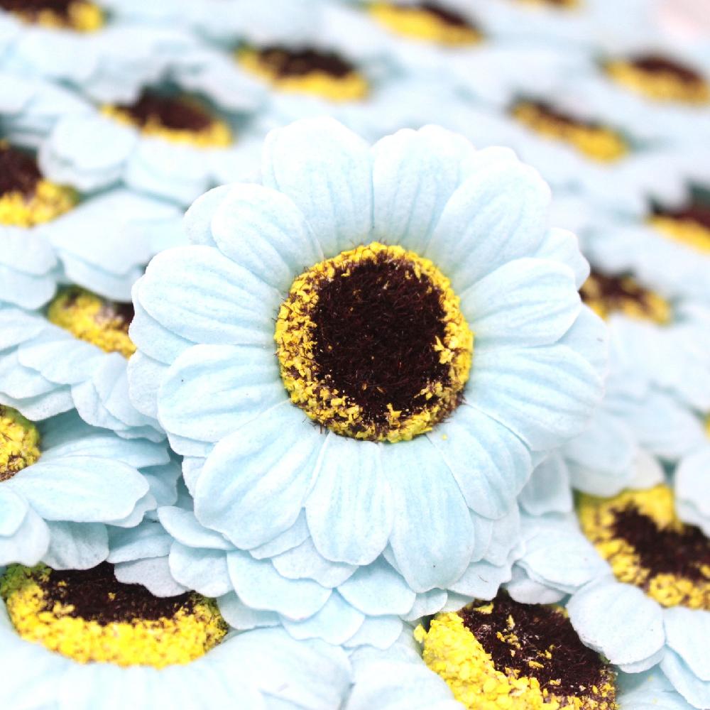 50x Craft Soap Flowers - Sml Sunflower - Blue