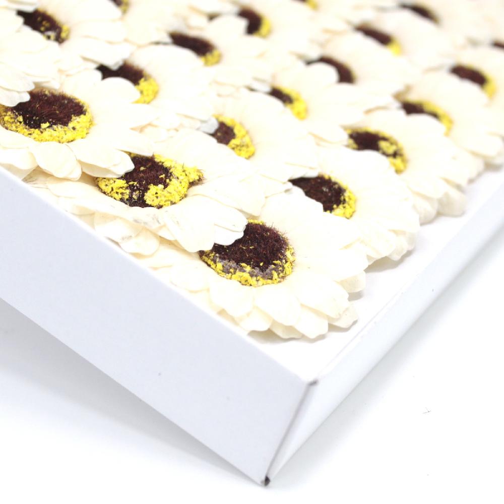 50x Craft Soap Flowers - Sml Sunflower - Ivory