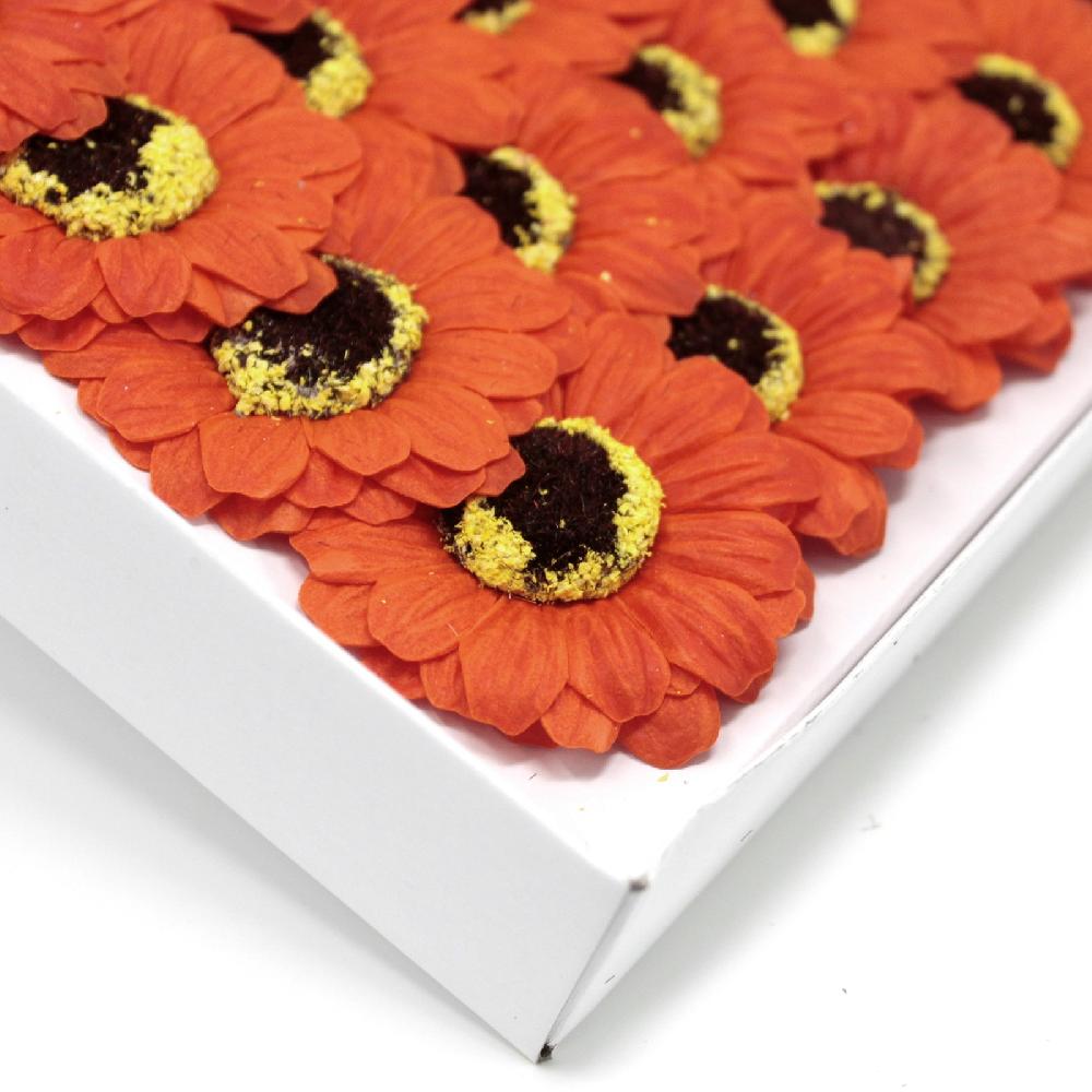 50x Craft Soap Flowers - Sml Sunflower - Orange