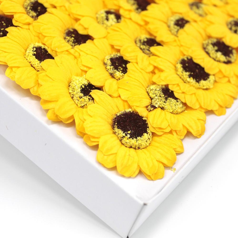 50x Craft Soap Flowers - Sml Sunflower - Yellow