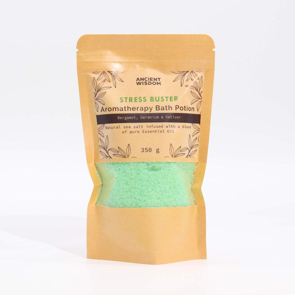 5x Aromatherapy Bath Potion In Kraft Bag 350g - Stress Buster