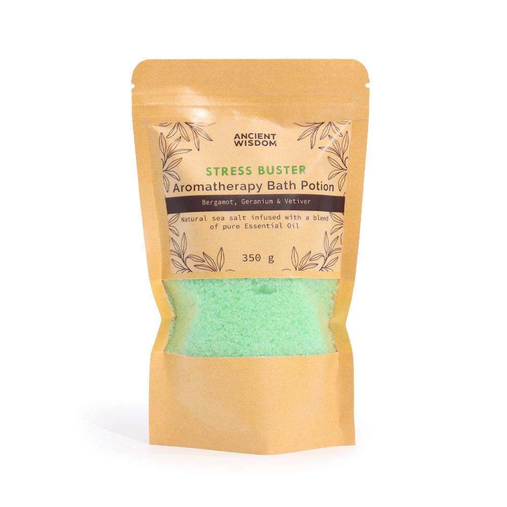 5x Aromatherapy Bath Potion In Kraft Bag 350g - Stress Buster