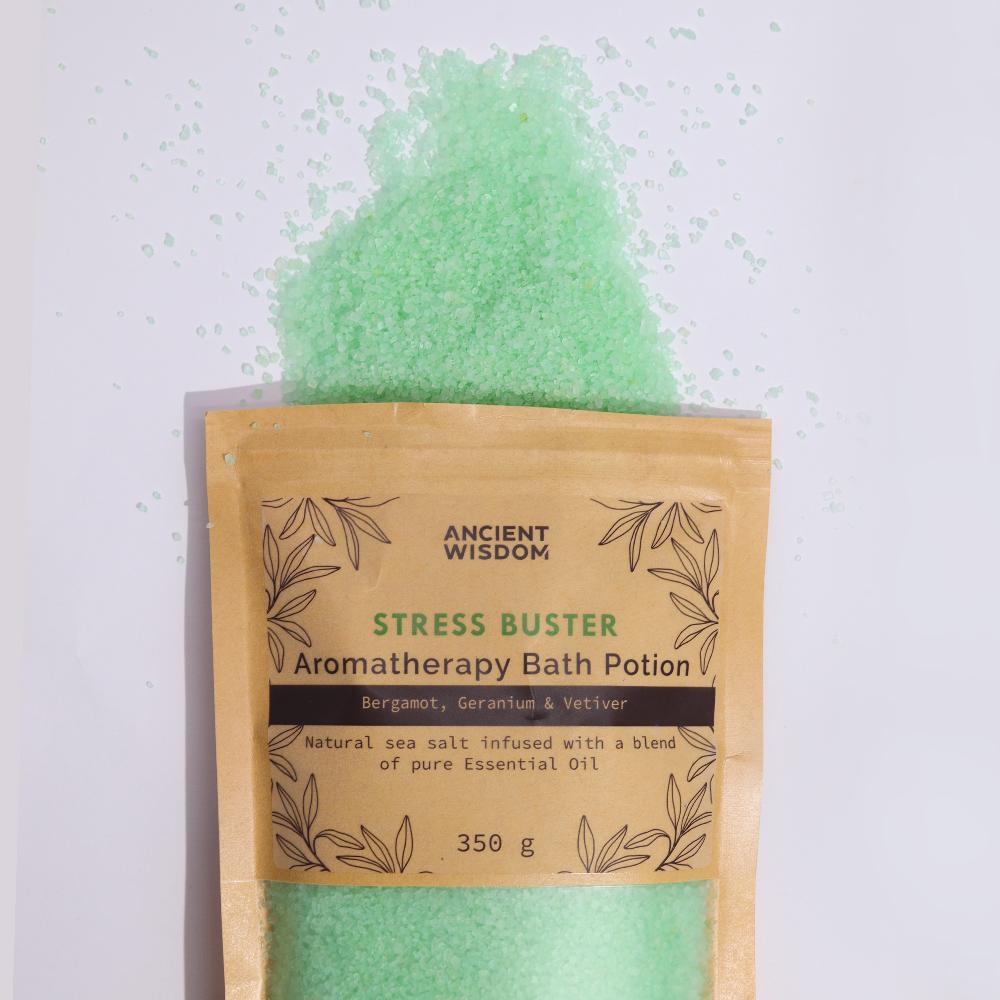 5x Aromatherapy Bath Potion in Kraft Bag 350g - Stress Buster