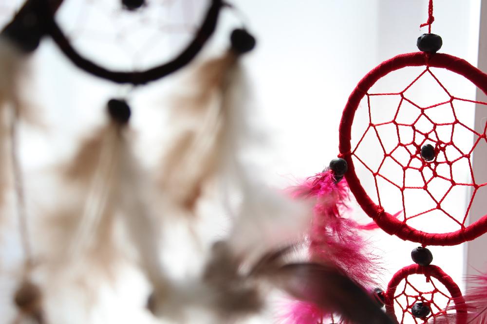 6x Bali Dreamcatchers - Small Heart/Round - Rainbow