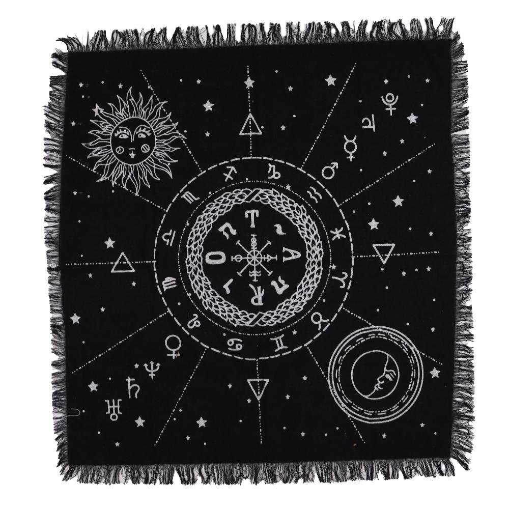 6x Esoteric Fringed Altar Cloth - Moon & Sun Chart
