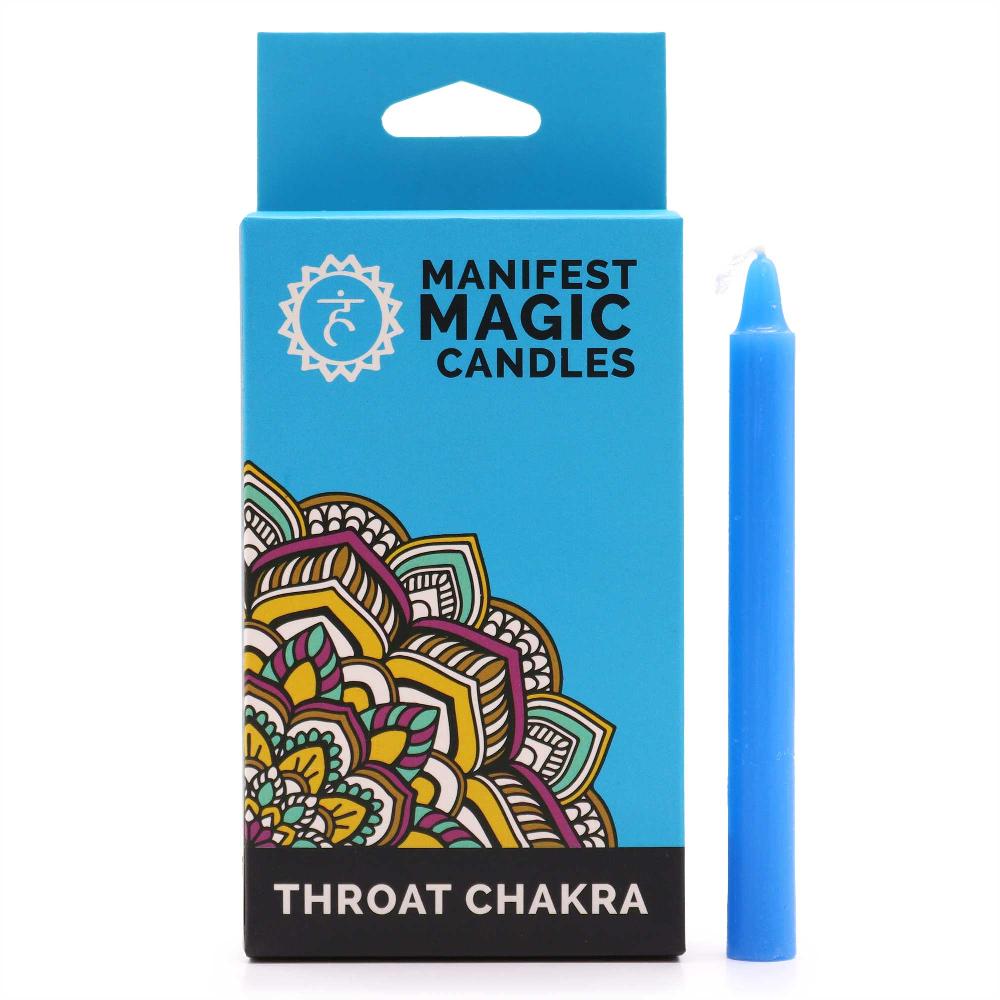 6x Manifest Magic Candles (set of 12) - Blue - Throat Chakra