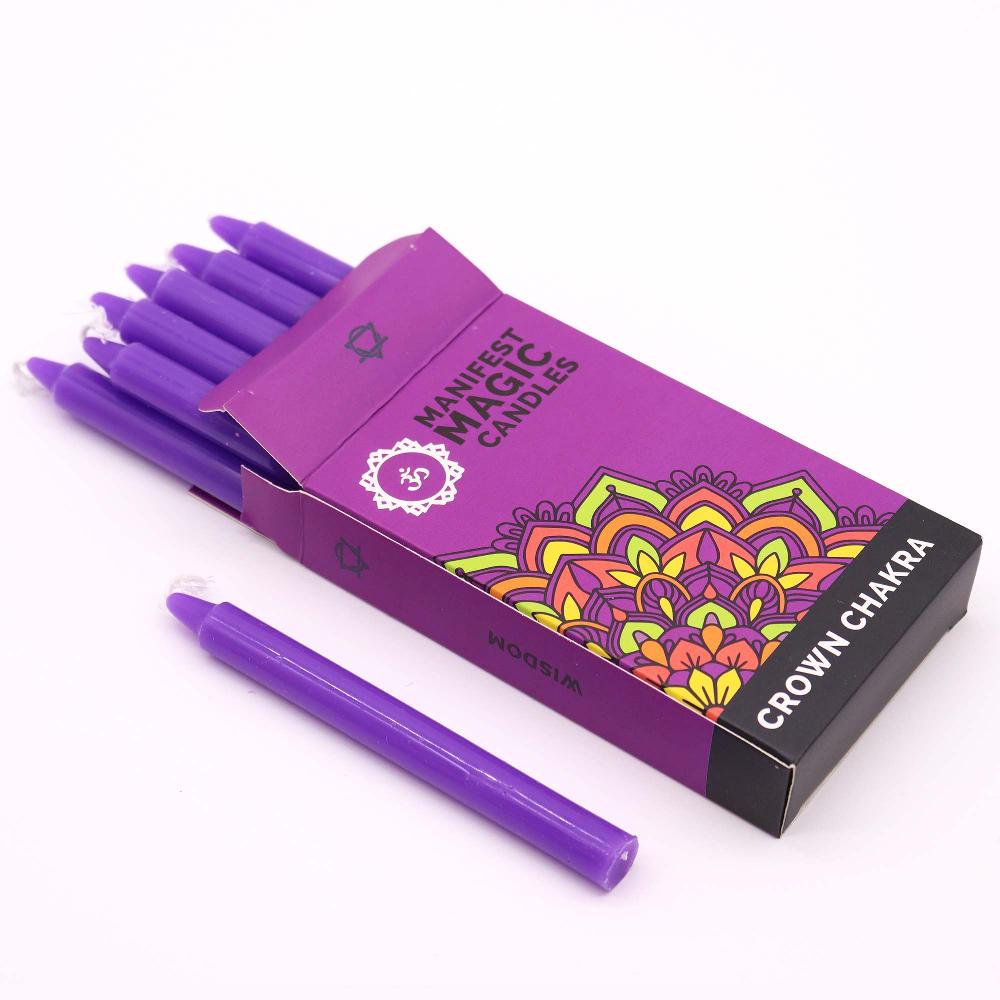 6x Manifest Magic Candles (set Of 12) - Violet - Crown Chakra