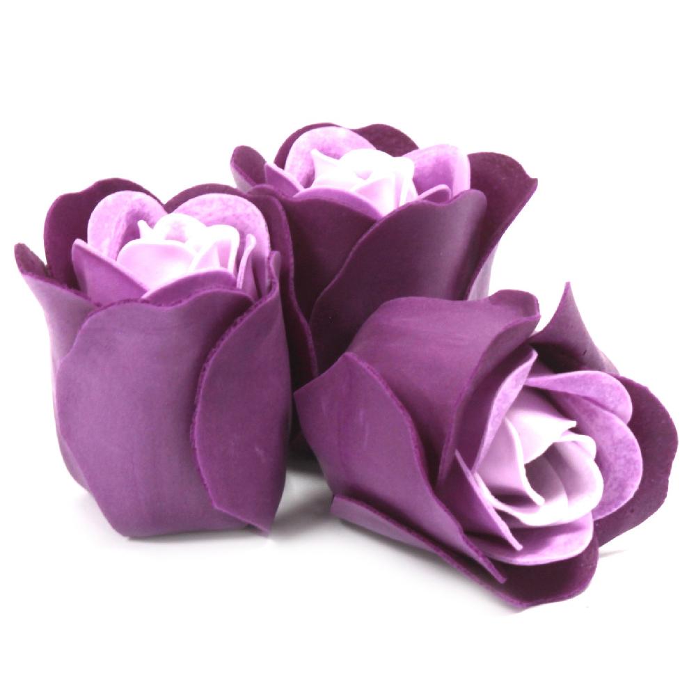 6x Set Of 3 Soap Flower Heart Box - Lavender Roses