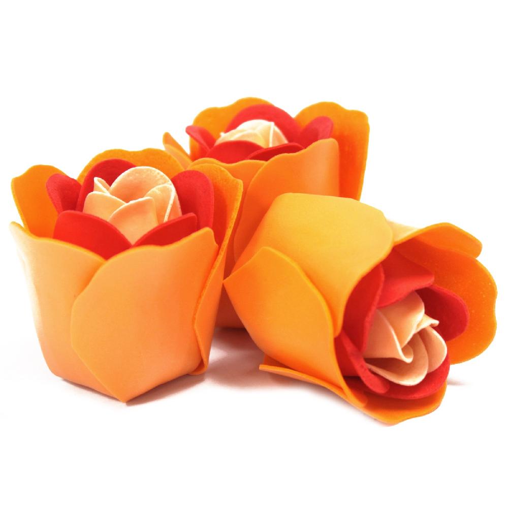 6x Set Of 3 Soap Flower Heart Box - Peach Roses