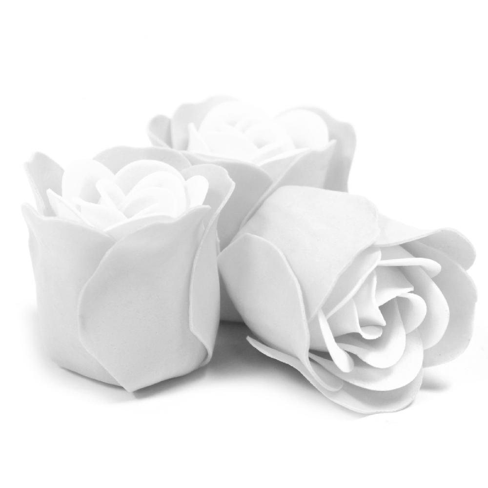 6x Set Of 3 Soap Flower Heart Box - White