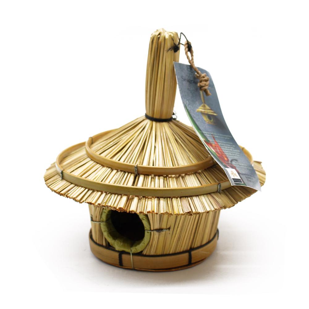 6x Small Round Seagrass Bird Box 17x17cm