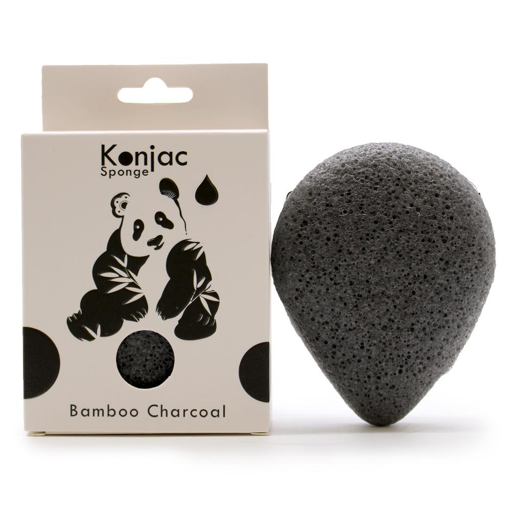 6x Teardrop Konjac Sponge - Bamboo Charcoal - Anti-bacterial