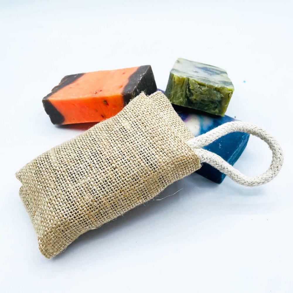 10x Jute Scrub Soap Pouch - Natural