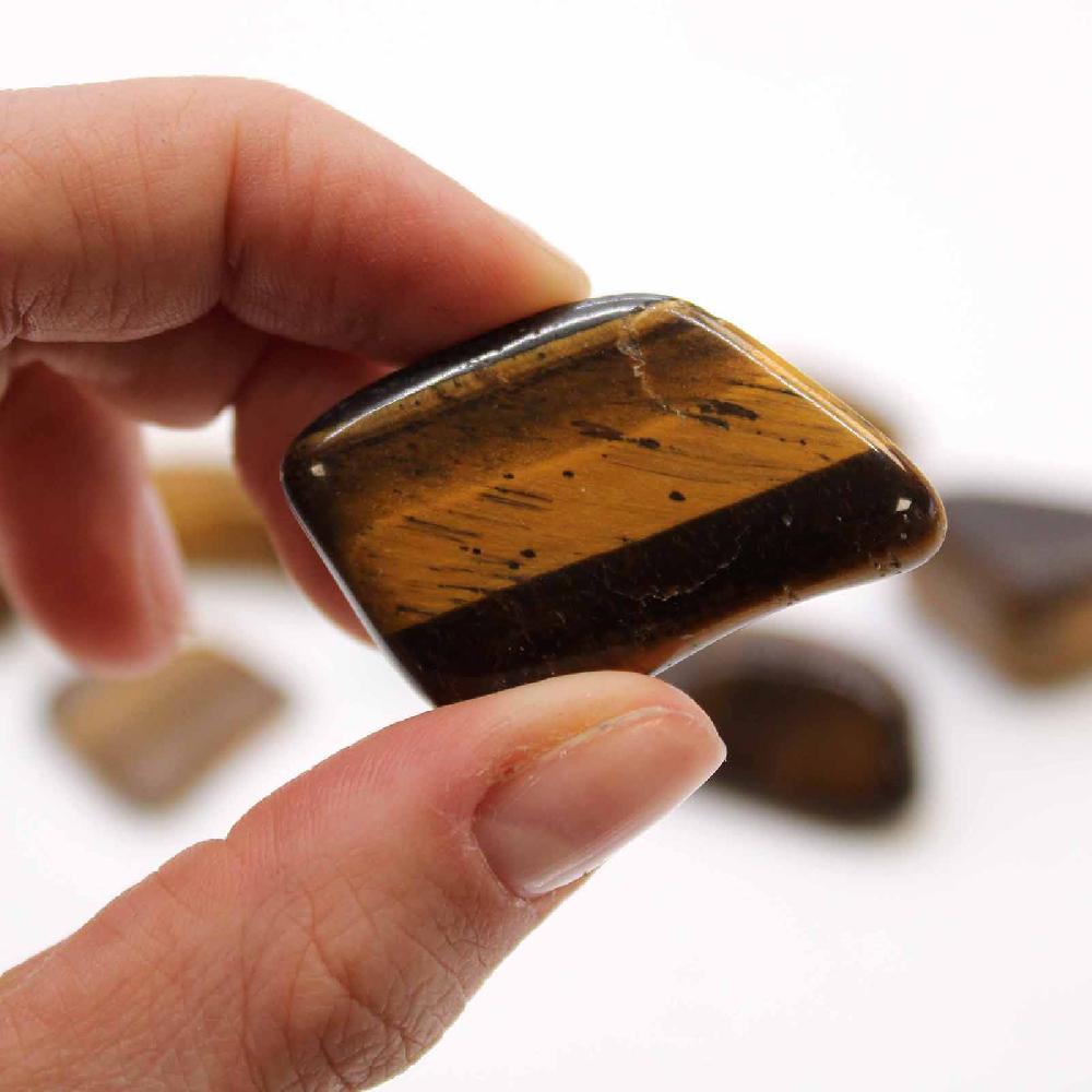 24x L Tumble Stone - Tiger Eye - Gold